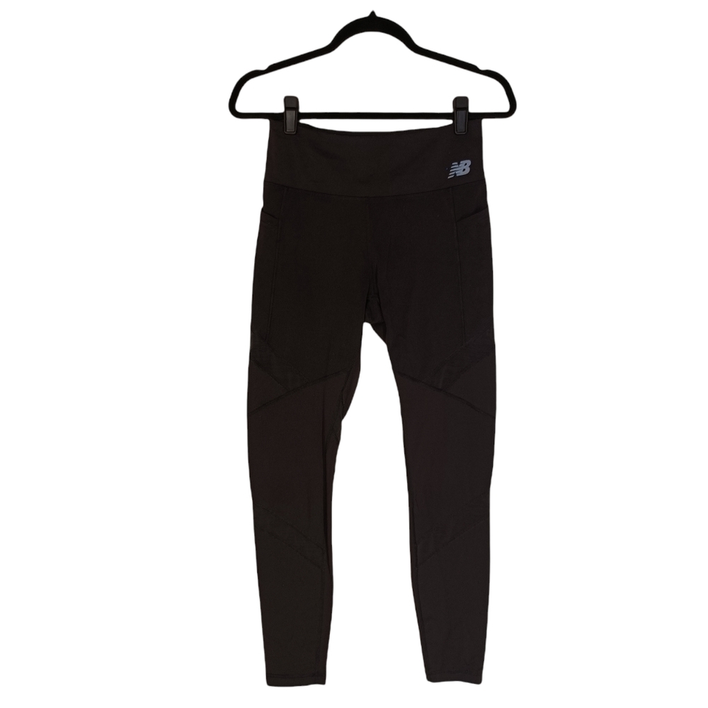 NEW BALANCE Black Mesh Sheer Cut Out Athletic Leggings Small